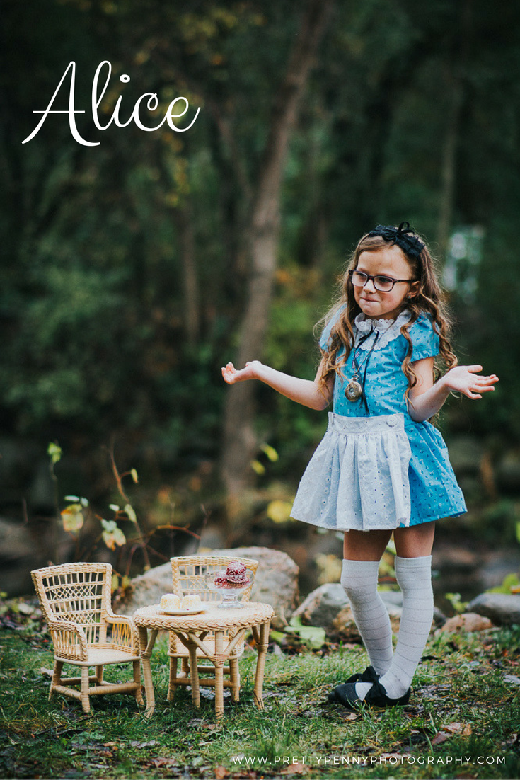 Alice in Wonderland, part of a Disney Princess photo shoot by Pretty Penny Photography. #disneyprincess #princesscostume